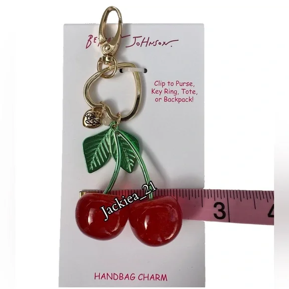 💙 Betsey Johnson Cherry Keychain - Red and Green - Picture 3 of 4